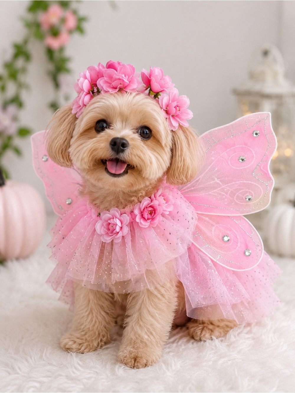 Pink Fairy Dog & Cat Costume XS Small Wings Tutu Pet Halloween Costume NWT